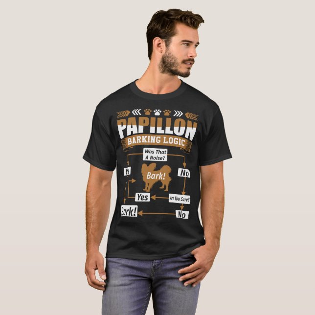 Papillon hund som skäller logiktshirten tee shirt (Hel framsida)