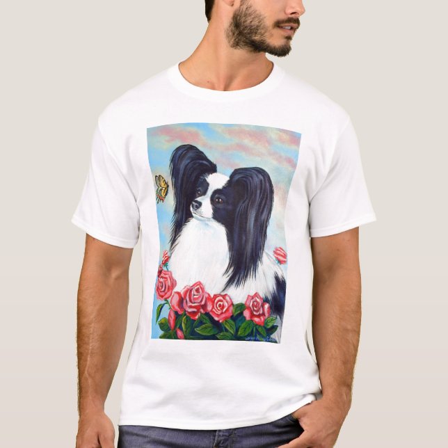 Papillon Hund Tee Shirt (Framsida)