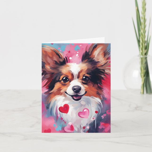 Papillon hund Valentines day Kort (Framsida)