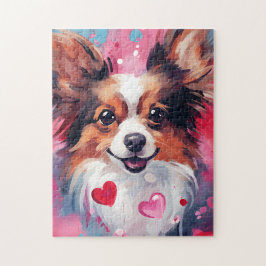 Papillon hund Valentines day Pussel