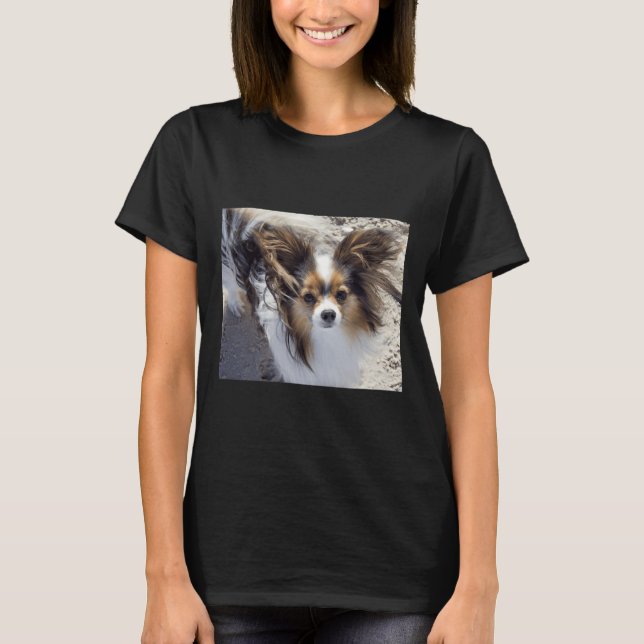 Papillon Hund vid stranden T Shirt (Framsida)