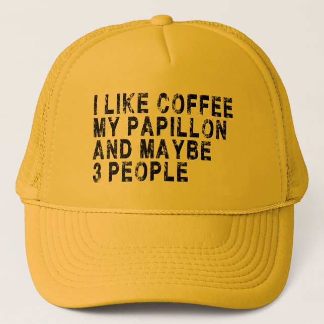 Papillon Hundägare Coffee Älskare Funny Quote Keps (Framsida)