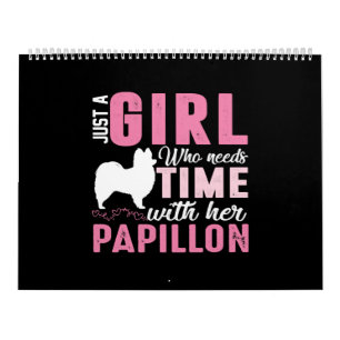 Papillon Hundägare Girl Gift Kalender