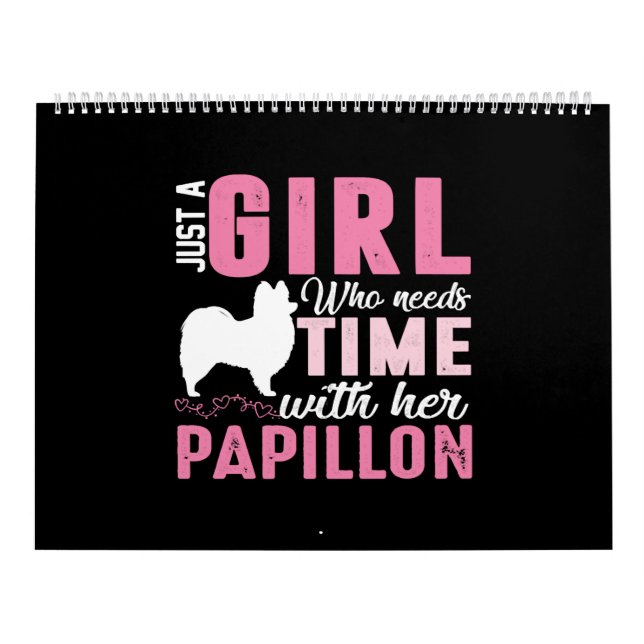 Papillon Hundägare Girl Gift Kalender (Omslag)