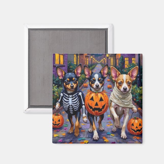 Papillon Hundar Trick-or-Treating Halloween Costum Magnet (Front/Back)