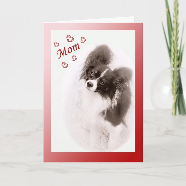 Papillon hundvalentin för mamma helgkort (Framsida)