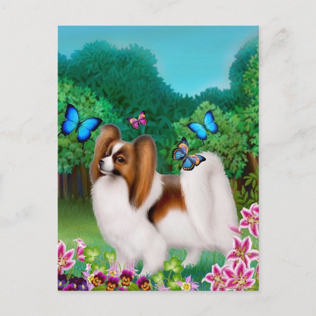 Papillon i Garden Postcard Vykort (Framsida)
