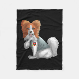Papillon I Kärlek Mamma Tattoo Hund tröja Funny Ma Fleecefilt