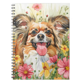 Papillon Journal – Watercolor Dog Cover Anteckningsbok