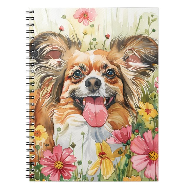 Papillon Journal – Watercolor Dog Cover Anteckningsbok (Framsidan)