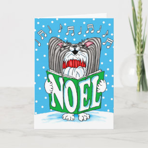 Papillon jul Caroler BW Helgkort