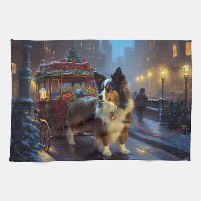 Papillon Jul Festiv Säsong Kökshandduk (Horisontell)