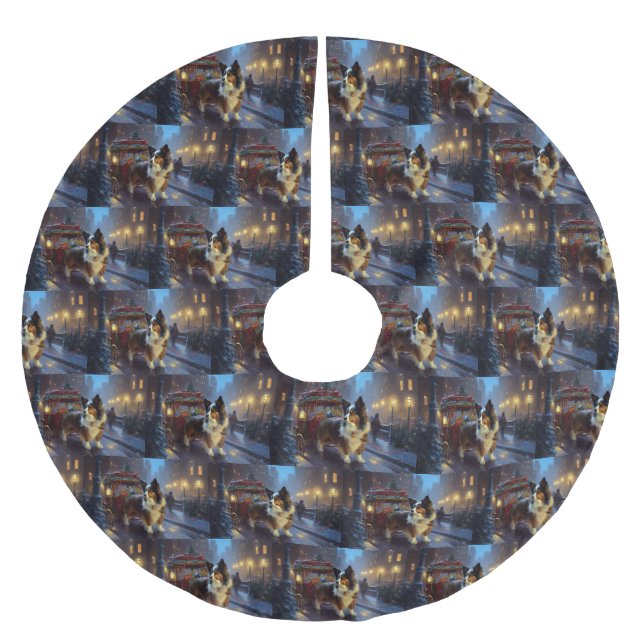 Papillon jul - festsäsong julgransmatta borstad polyester (Framsidan)