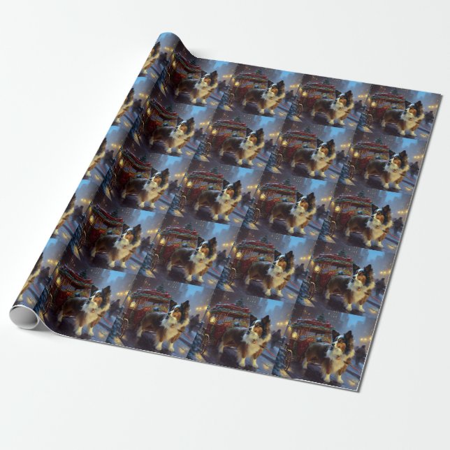 Papillon Jul Firande Säsong Presentpapper (Utrullad)