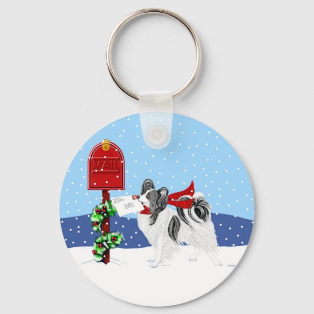 Papillon jul Mail Blk Wht Nyckelring (Framsida)