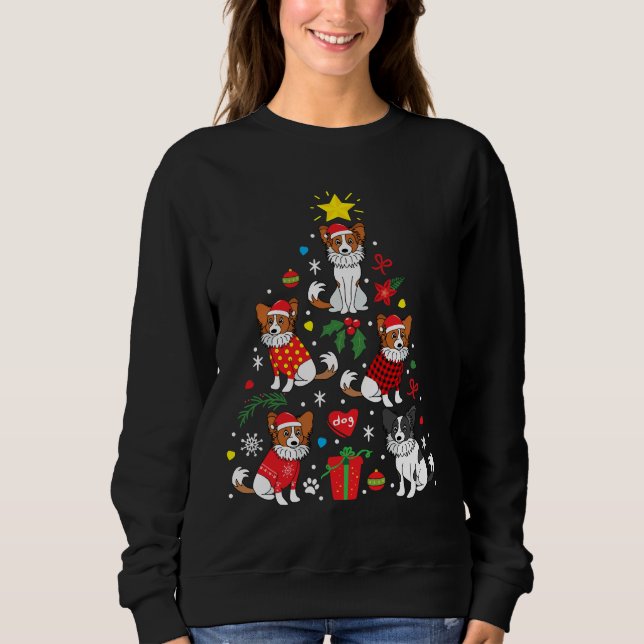 Papillon jul Ornament Träd T Shirt (Framsida)