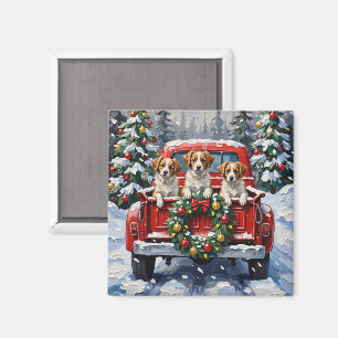 Papillon Jul Röda Lastbil Holiday Magnet