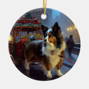 Papillon Julfirande Säsong Julgransprydnad Keramik