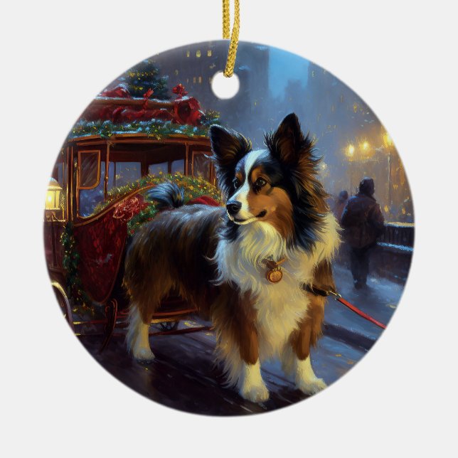 Papillon Julfirande Säsong Julgransprydnad Keramik (Framsidan)