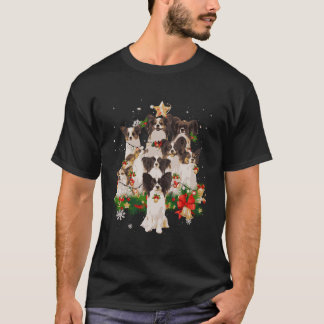 Papillon Julgran Ljus Rolig hund Julafton Gift T Shirt