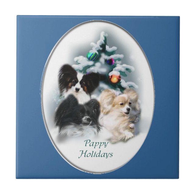 Papillon julklappar kakelplatta (Framsidan)