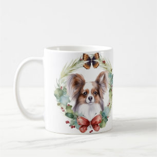 Papillon Julkrans Festlig Valp Kaffemugg