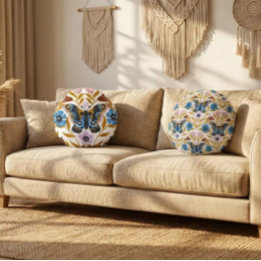 Papillon Kaleidoscope Rund Kudde