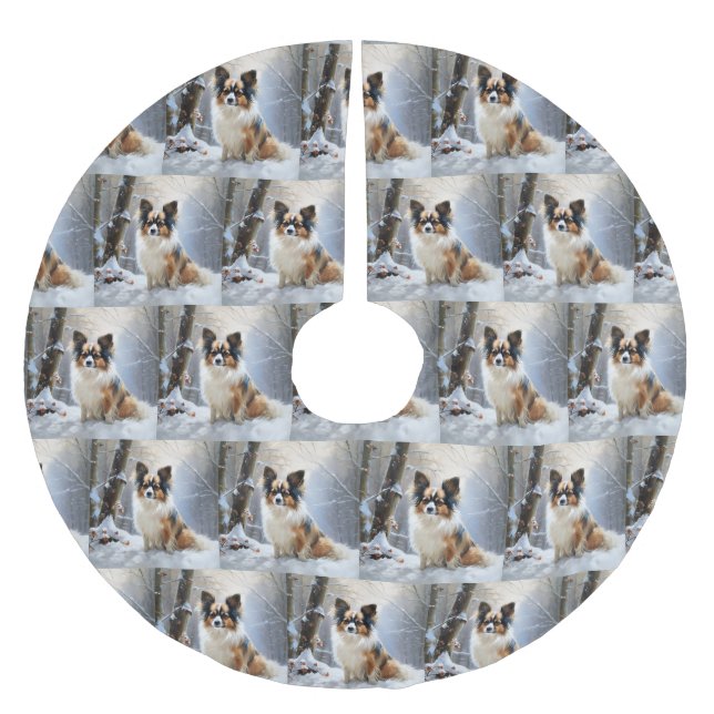 Papillon Låt det snöa jul Julgransmatta Borstad Polyester (Framsidan)