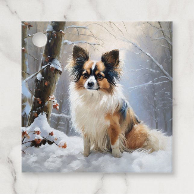 Papillon Let It Snow Jul Gåvor Etiketter (Framsida)