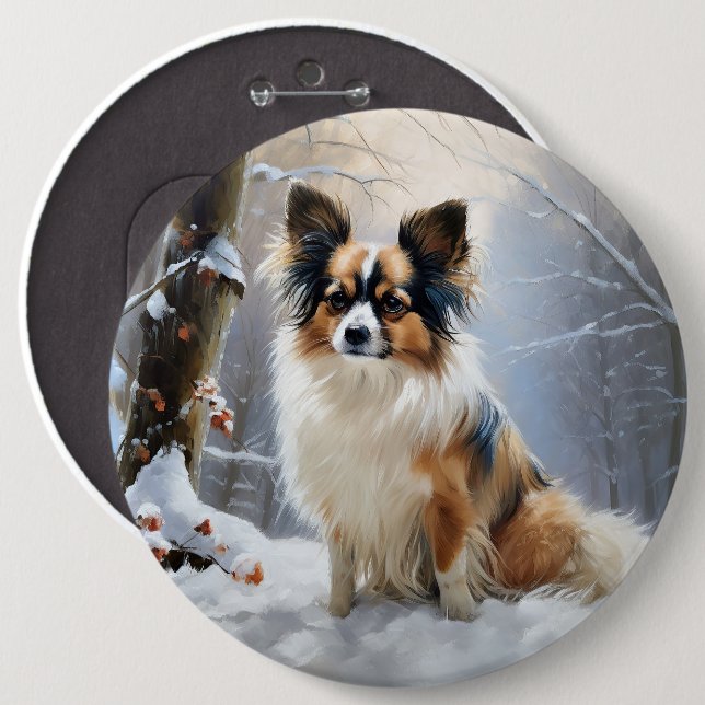 Papillon Let It Snow Jul Knapp (Framsida & baksida)