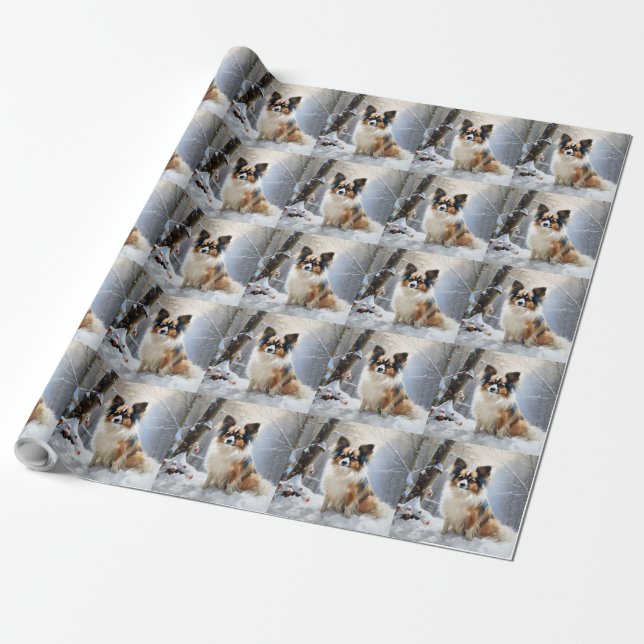Papillon Let It Snow Jul Presentpapper (Utrullad)