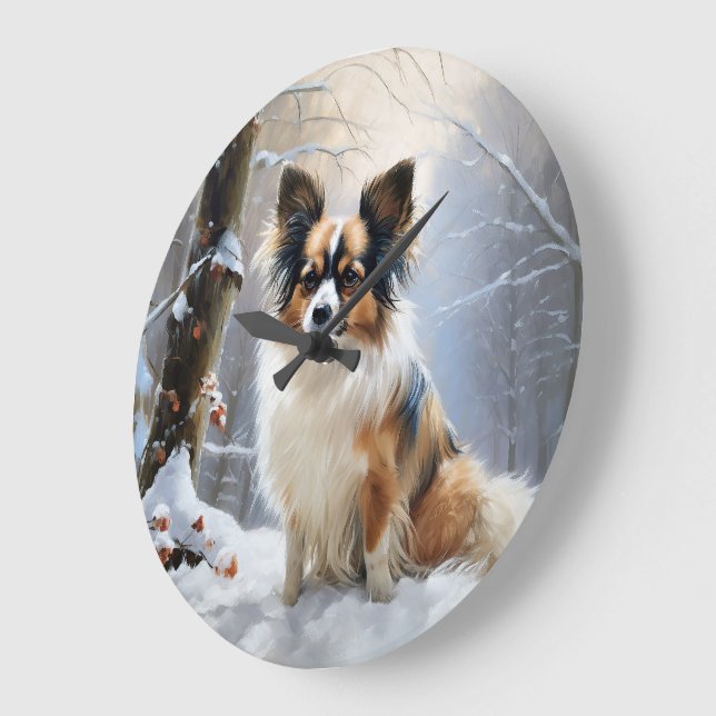 Papillon Let It Snow Julfirande Stor Klocka (Vinkel)