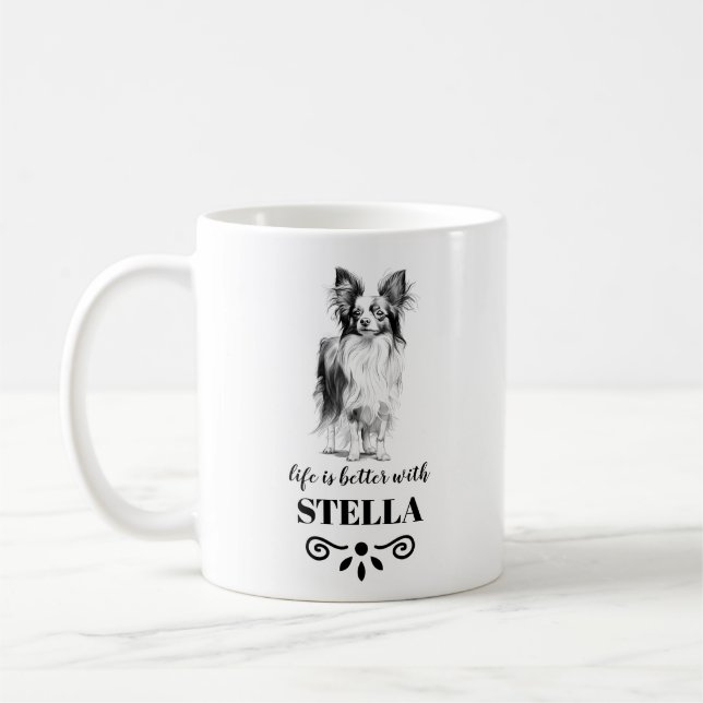 Papillon Life är bättre med Anpassningsbar Hund Na Kaffemugg (Vänster)