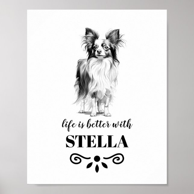 Papillon Life är bättre med Anpassningsbar Hund Na Poster (Framsidan)