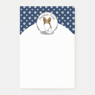 Papillon Mamma Pap Mamma (vit och sable) Cute Hund Post-it Block