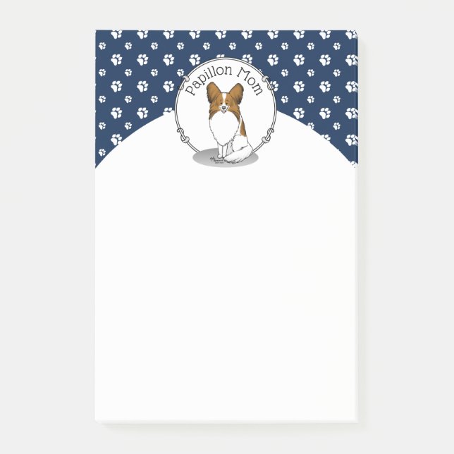 Papillon Mamma Pap Mamma (vit och sable) Cute Hund Post-it Block (Framsida)