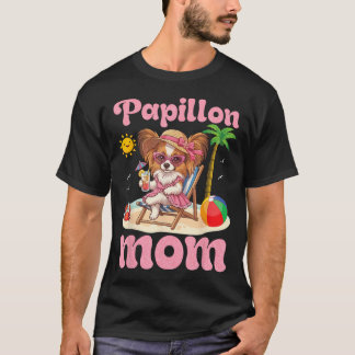 Papillon Mamma Strand Sommarlov Hund Mor T Shirt