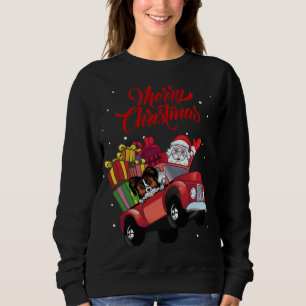 Papillon med Jultomten i Röda Lastbil Hund T Shirt