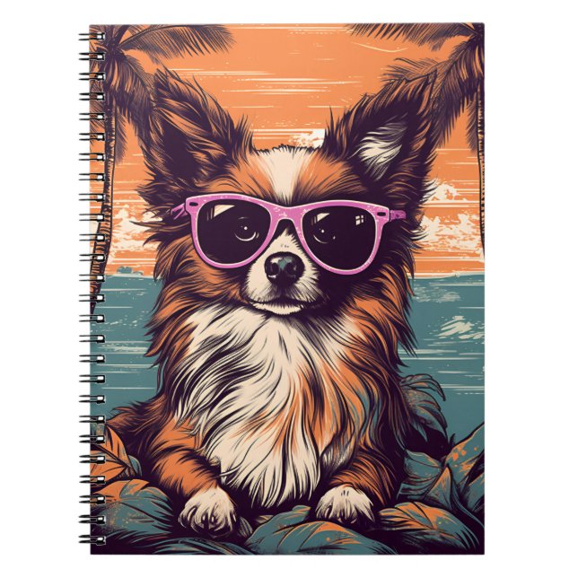Papillon med solglasögon på stranden anteckningsbok (Framsidan)