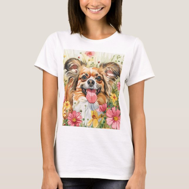 Papillon Mom Tee – Watercolor (Framsida)