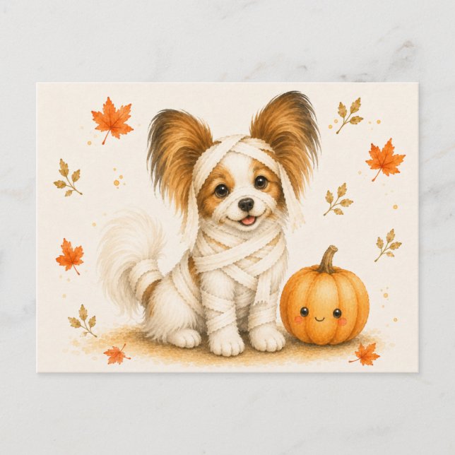 Papillon-mumie Halloween Vykort (Framsida)