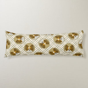 Papillon Painting Lemon and White Original Hund Ar Kroppskudde