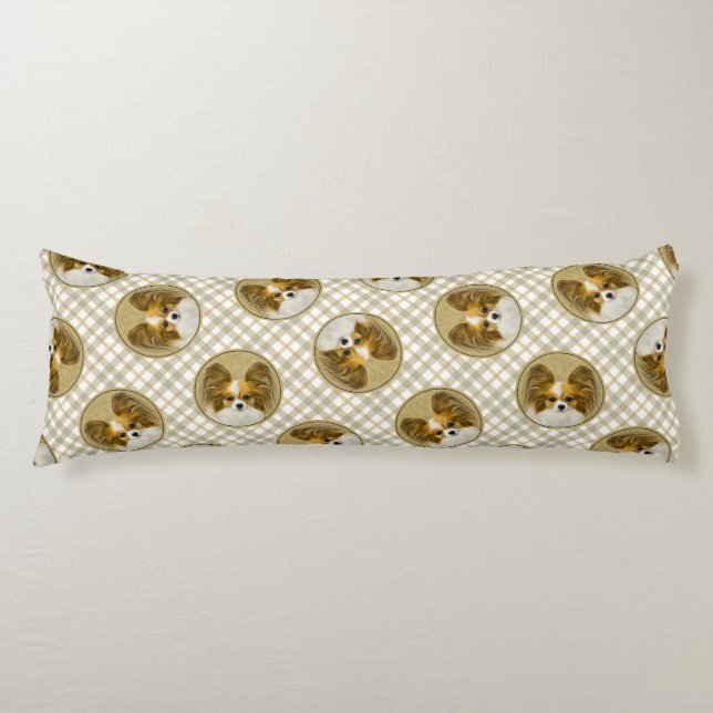 Papillon Painting Lemon and White Original Hund Ar Kroppskudde (Framsidan)