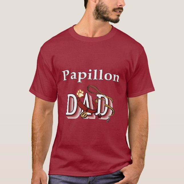 Papillon Pappa Gifts T-shirt (Framsida)