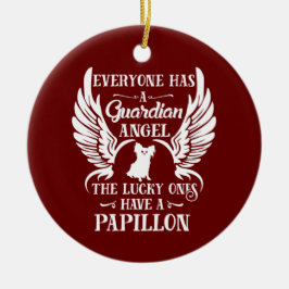 Papillon pet hund julgransprydnad keramik