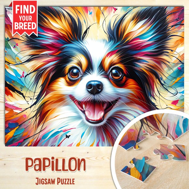 Papillon Porträtt Akrylatkonst Hund älskare Pussel (Skapare uppladdad)