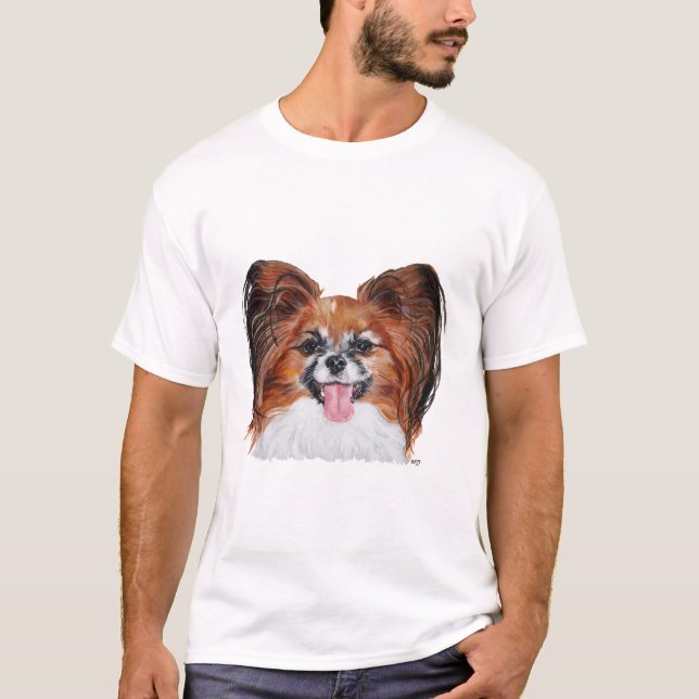Papillon Porträtt T Shirt (Framsida)