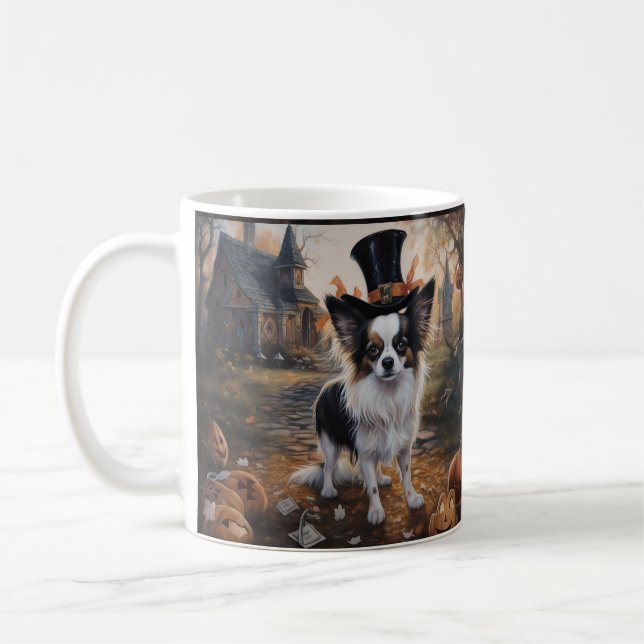 Papillon Pumpa Halloween Skräckinjagande Kaffemugg (Vänster)