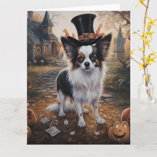 Papillon Pumpa Halloween Skräckinjagande Kort (Gul blomma)