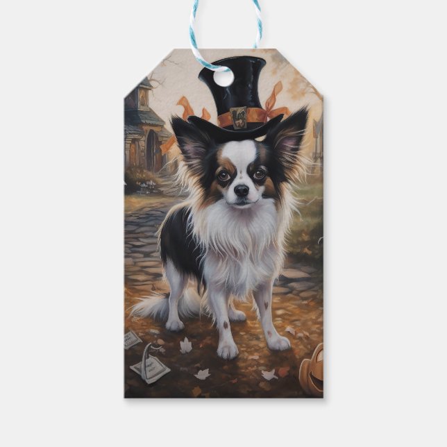 Papillon Pumpa Halloween Skräckinjagande Presentetikett (Framsidan)